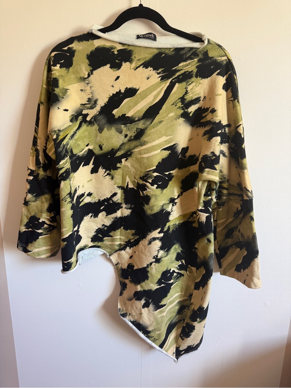 Le NoVe Italy Abstract Asymmetrical Tunic Top Lagenlook Oversized L